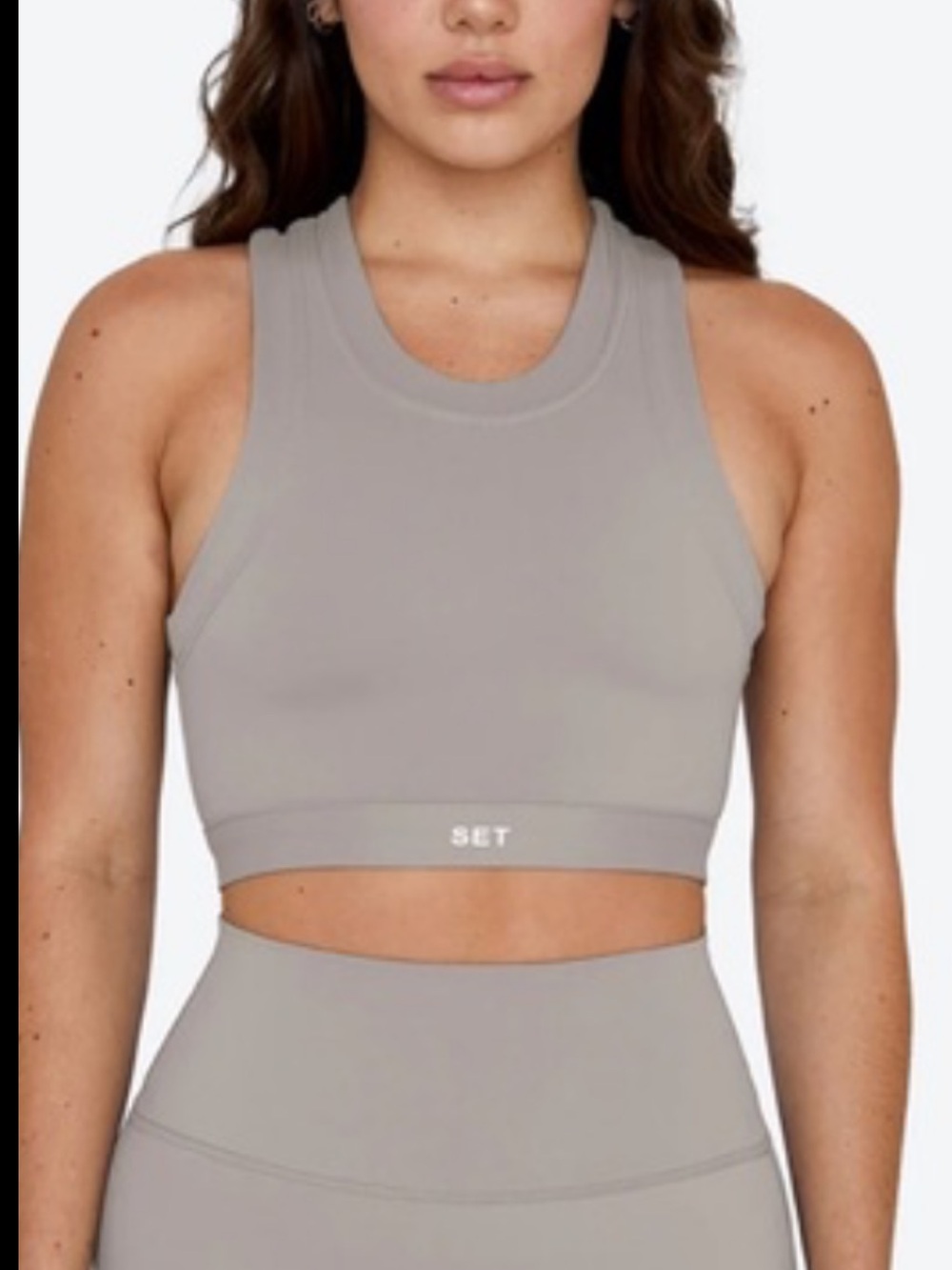 Set Active High Neck Bra Top - Stone sports bra Size M  like new
